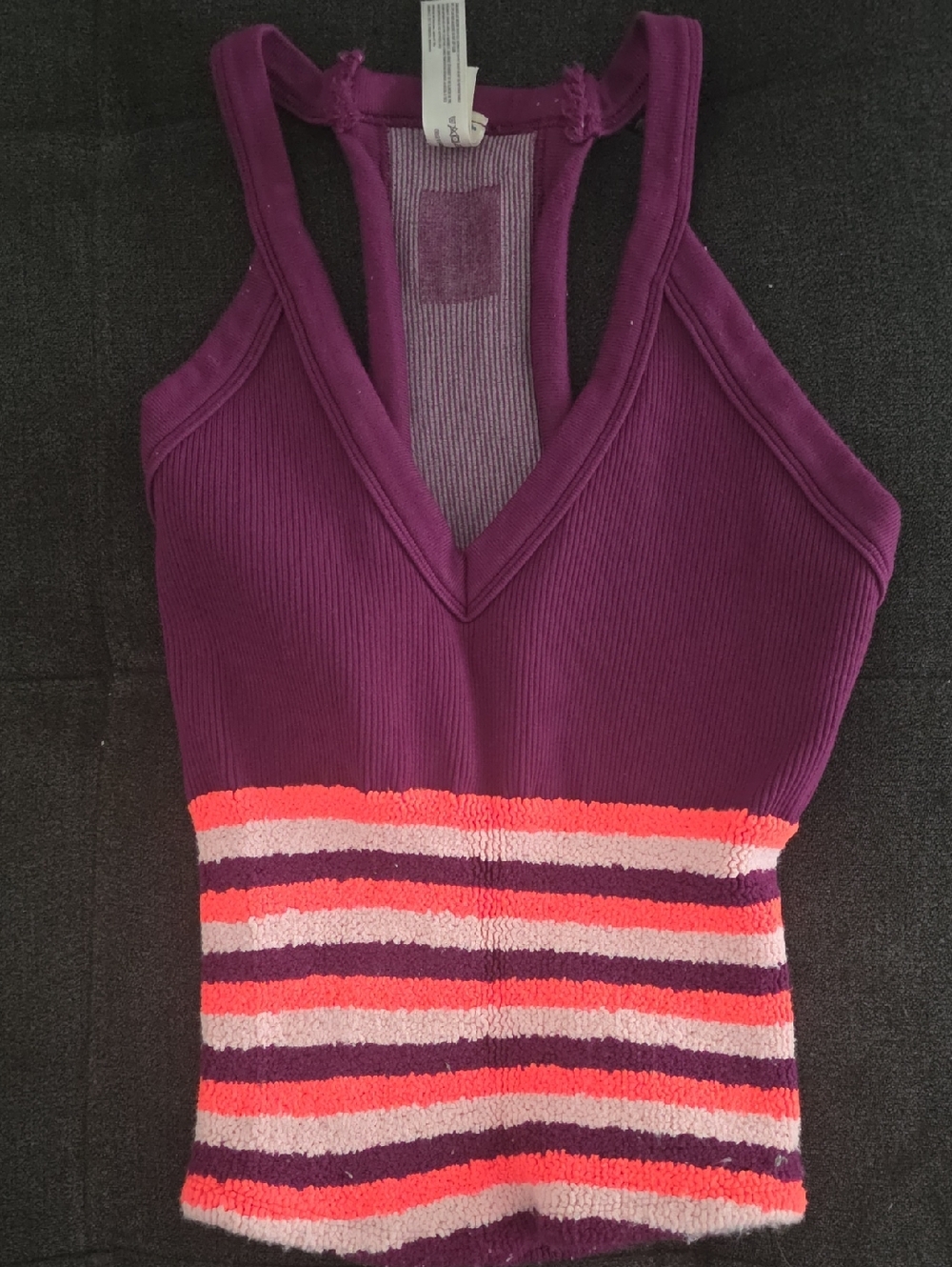 FP Purple Striped Tank Top with Coral & Pink Accents